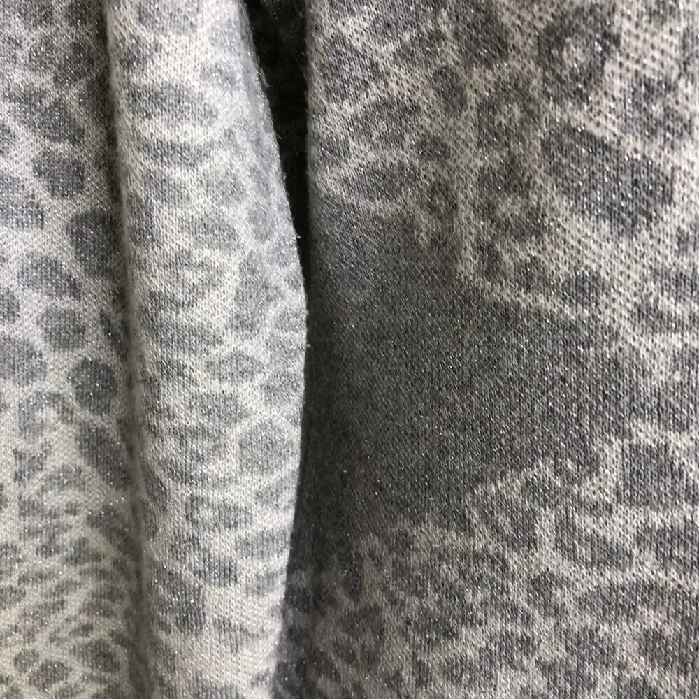 Karl Lagerfeld silver gray white metallic leopard sweater midi dress size XL